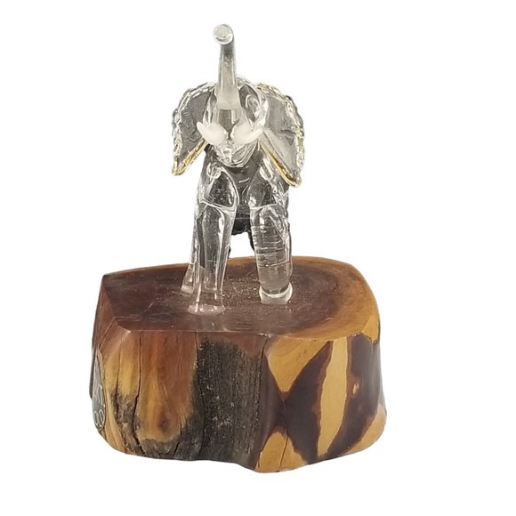 Collectible Miniature Lucky Elephant Hand Blown Art Glass Figurine w 22KT.Gold - Picture 4 of 9